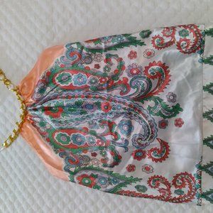 Guess gold link and white ribbon halter top